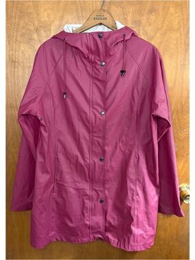 Ilse Jacobsen Hooded Raincoat Berry Pink 42 Women's Rain Jacket Gorpcore Hiking